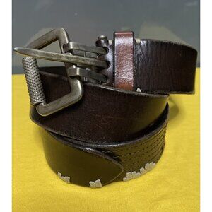 DIESEL Y2K 90s Vintage Brown Size 95/38 Leather Belt Mens Distressed Emo Grunge